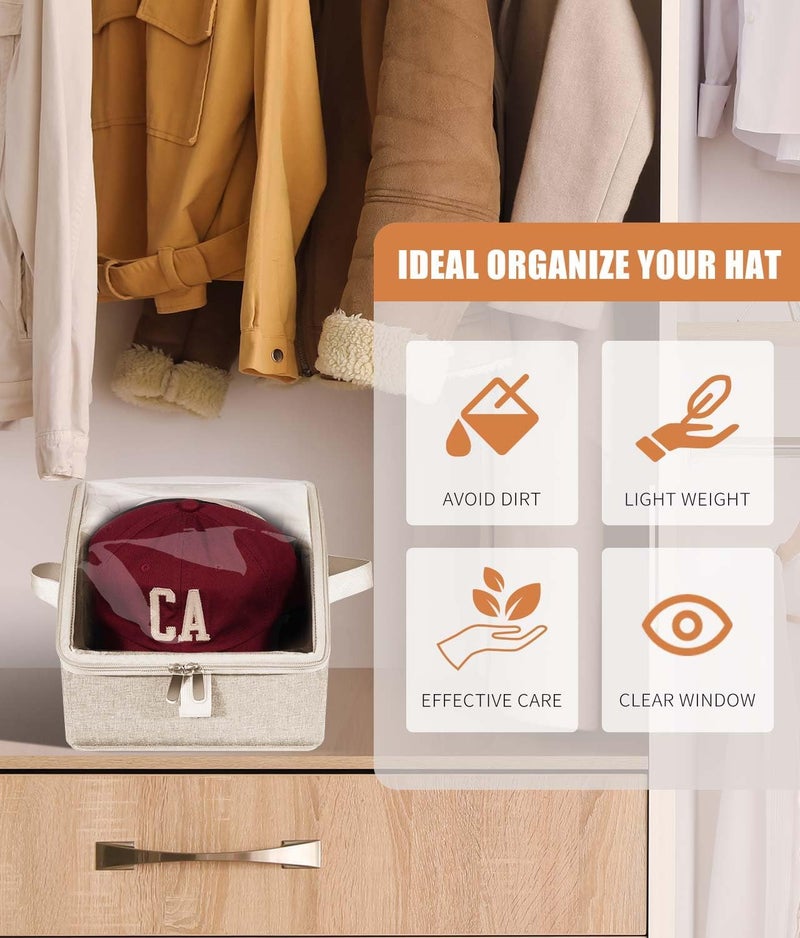 Livelab Hat Organizer for Baseball Caps, Hat Storage Holder Container for Closet Hold Up to 12 Caps with Clear Window, Hat Boxes for Home Storage | 1Pcs Grey - Image 5